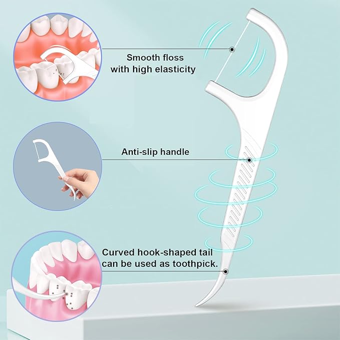 EasyHonor Floss Picks Dispenser, Dental Floss Picks Case, with 6 Counts Dental Flossers Sticks,Teeth Flossers Picks for Teeth Cleaning.(Pink)