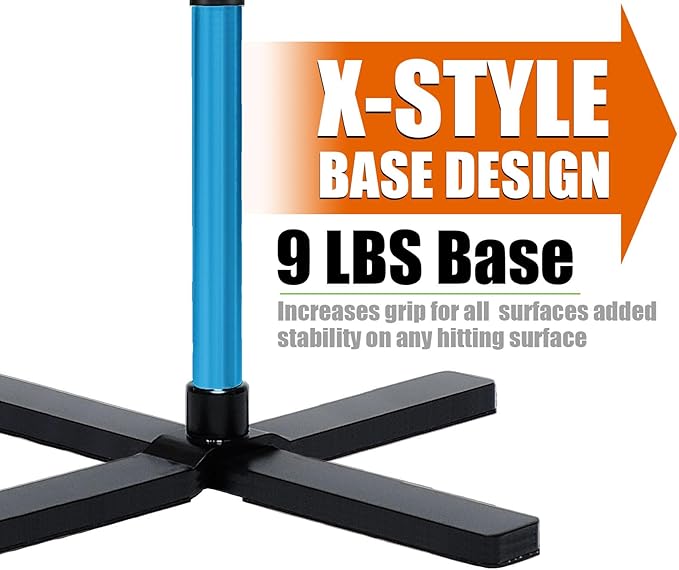 Baseball&Softball Tee,Batting Tee,Adjustable Height:25-37 inches，2 Flexible Top Rubber,X-Style Foldable&Heavy-Duty Base and Carrying Bag for Easy Store&Carrying-StrideForce Fitness