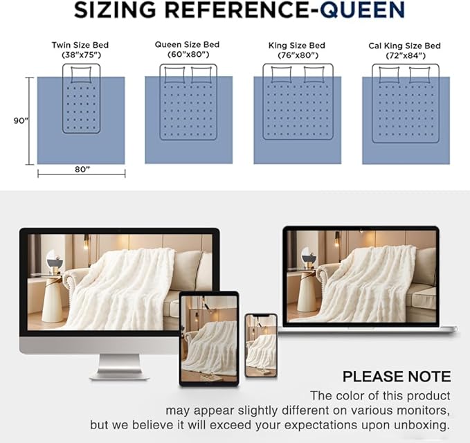 PU MEI Luxury Faux Fur Rabbit Fur Throw Blanket White 90"x80",Plush Reversible Sherpa Blankets,Queen Fuzzy Elegant Blanket Thick Throws for Bed,Washable Bedding Accent Blankets for Sofa Couch Chair-StrideForce Fitness