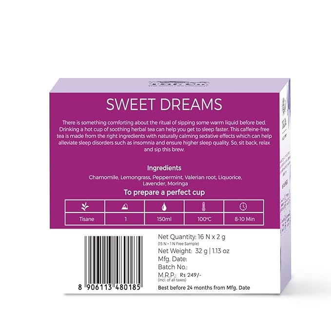 TGL Co. Sweet Dreams Herbal Green Tea – 16 Tea Bags | Chamomile, Lavender & Valerian | Calming & Sleep Support Blend-StrideForce Fitness