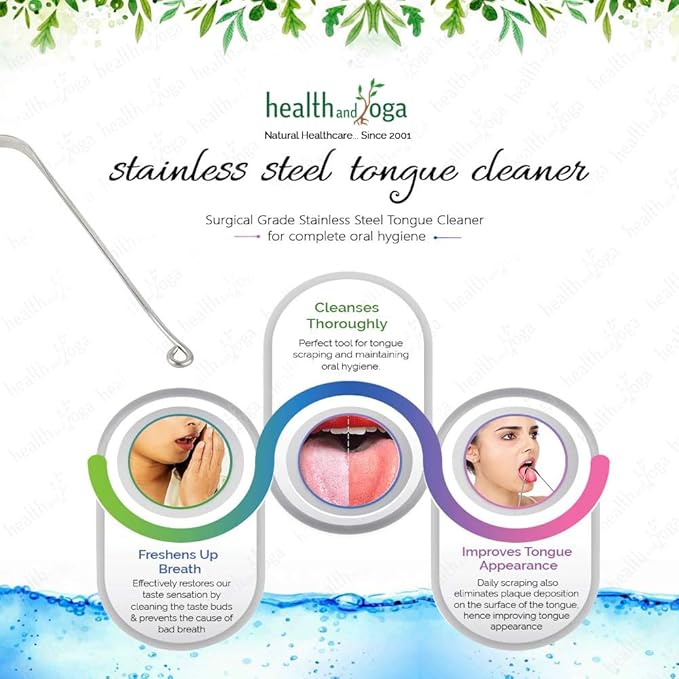 HealthAndYoga™ SteloSwipe His and Hers Premium Tongue Cleaners for Partner and You (2 pcs) - Quality Steel Tongue Scrapers with Color Identifying Hygienic Steel Grips