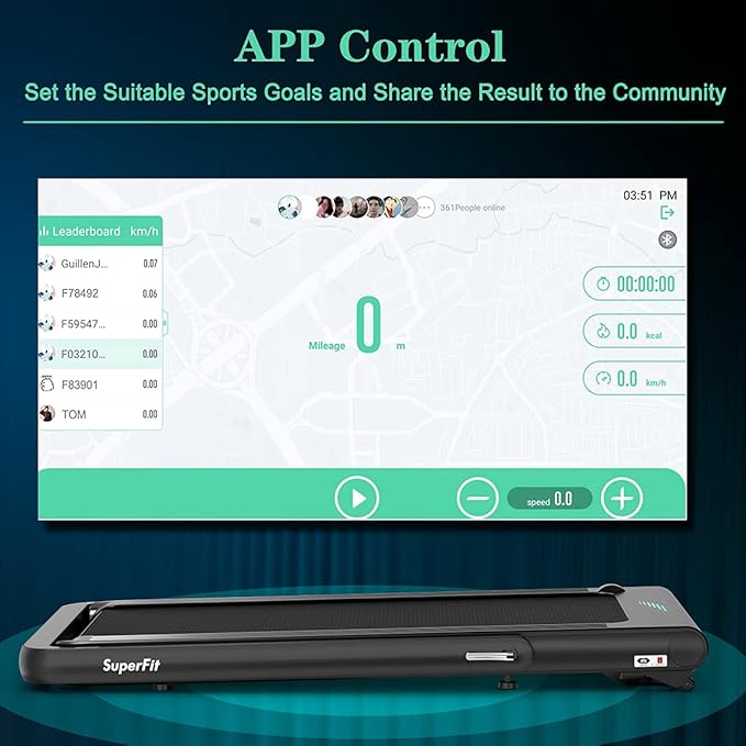 GYMAX Walking Pad, 4.75HP Under Desk Treadmill with LED Touch Screen, App Control, Built-in Speaker & Handle, 2 in 1 Folding Compact Portable Treadmill for Home Small Space-StrideForce Fitness