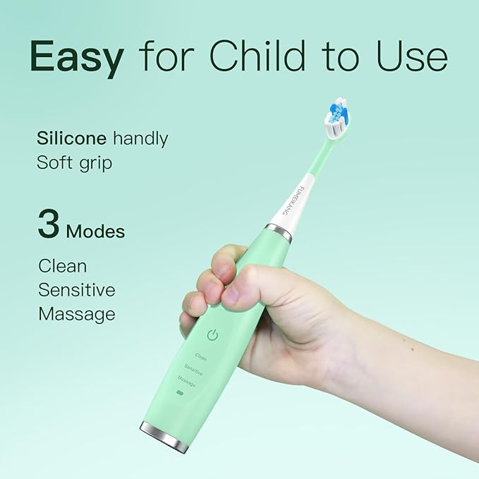 Kids Electric Toothbrushes 2 Pack Smart Sonic Toothbrush for Boys and Girls 3 4 5 6 7 8 9 10 11 12 (Blue+Mint, 2 Pack)