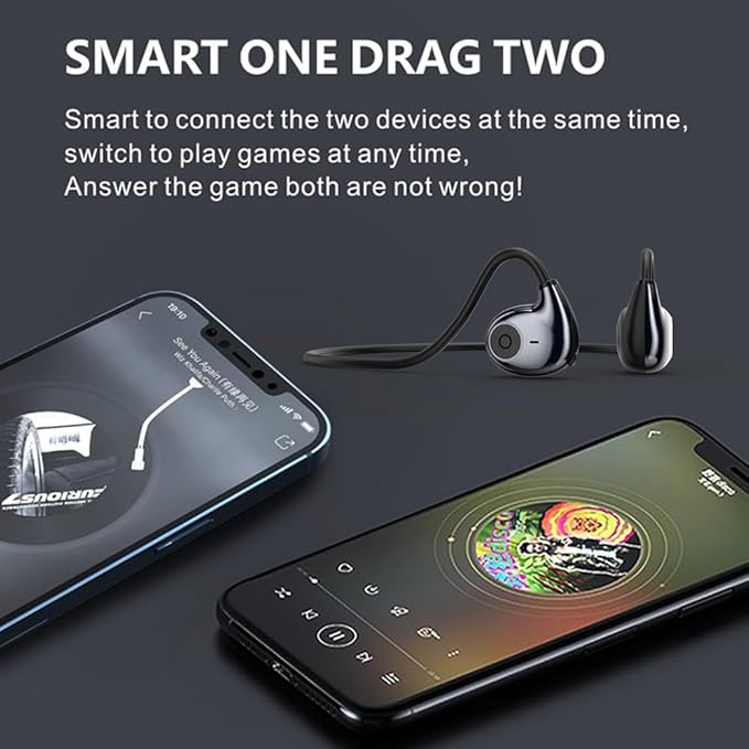 IHAO Air Conduction Wireless Bluetooth Headphones-Open-Ear Design Lightweight & Pain-Free Sweatproof Sport Headphones with Mic Earphone Ideal for Running Cycling and Sports-F805 Black-StrideForce Fitness