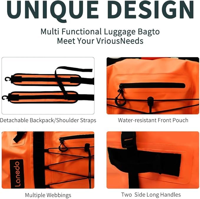 80L Dry Bag Large Waterproof Bag Roll-Top Heavy Duty Fishing Duffel Bag with Durable Straps & Handles for Kayaking Paddle boarding Boating Rafting Fishing-StrideForce Fitness