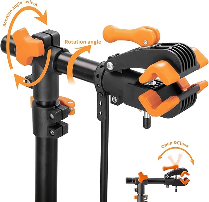 teraysun Bike Repair Stand (Max 66lbs/30kg) - Foldable Workstand with Magnetic Tool Tray (24.5x13cm), 360° Rotatable Head, GS Certified for 20-29" Mountain/Road Bikes-StrideForce Fitness