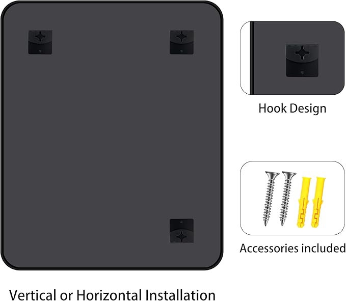 FORBATH Black Bathroom Mirror 40 x 48 Inch, Rectangular Vanity Mirror Wall Rounded Corner Metal Framed Bathroom Mirror for Living Room Bedroom Entryway Decor (Horizontal/Vertical)-StrideForce Fitness