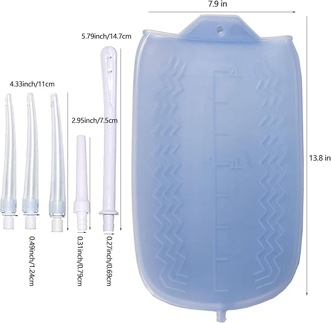 Silicone Enema Kit 2 L Enema Bag 6.3ft. Long Silicone Hose 3 Multi-Size Reusable Tips Controlled Water Flow for Colon Detox Cleanse Enemas-StrideForce Fitness