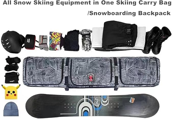 UNISTRENGH Snowboard Bag For Air Travel - Padded Snowboard Bag - Waterproof Fully Padded Snowboarding Travel Bag For Flying - Up to 165 CM Snowboards-StrideForce Fitness