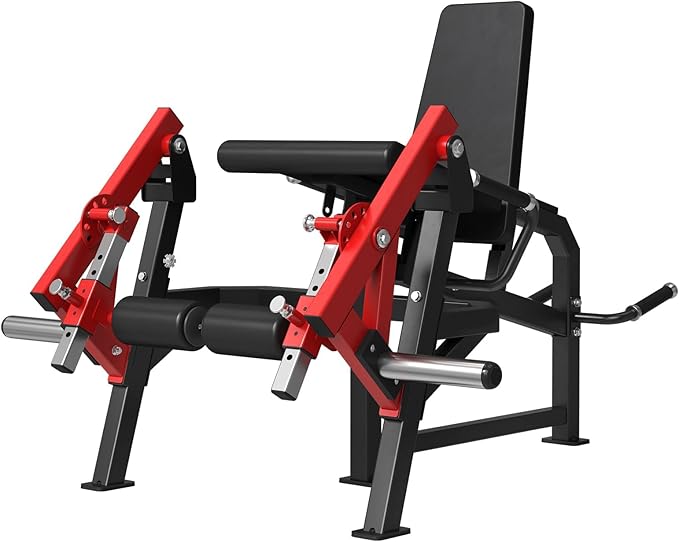 GMWD Leg Extension and Curl Machine, Single Leg Extension, Lying Leg Curl, Standing Leg Curl, Adjustable Leg Exercise Bench with Plate Loaded, Leg Machine Home Gym, Red-StrideForce Fitness