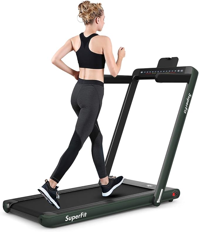 GYMAX Walking Pad, 2.25HP Dual Display Foldable Treadmill for Home with Remote/Smart App Control, Portable Compact Treadmill for Office Under Desk, Folding Running Machine for Small Spaces-StrideForce Fitness