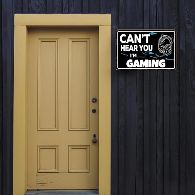 Game Room Sign Gamer Room Wall Decor Can't Hear You, I'm Gaming Signs Funny Gamer Tin Sign Gaming Decor For Boys Bedroom Teen Boy Room Decor Gaming Posters Gifts 8x12 Inches-StrideForce Fitness