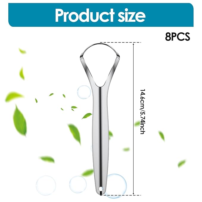 8 Pcs Tongue Scraper Stainless Steel Tongue Cleaners Wide Head Tongue Cleaner Tool Reduce Bad Breath Tongue Scrapers for Fresh Breath