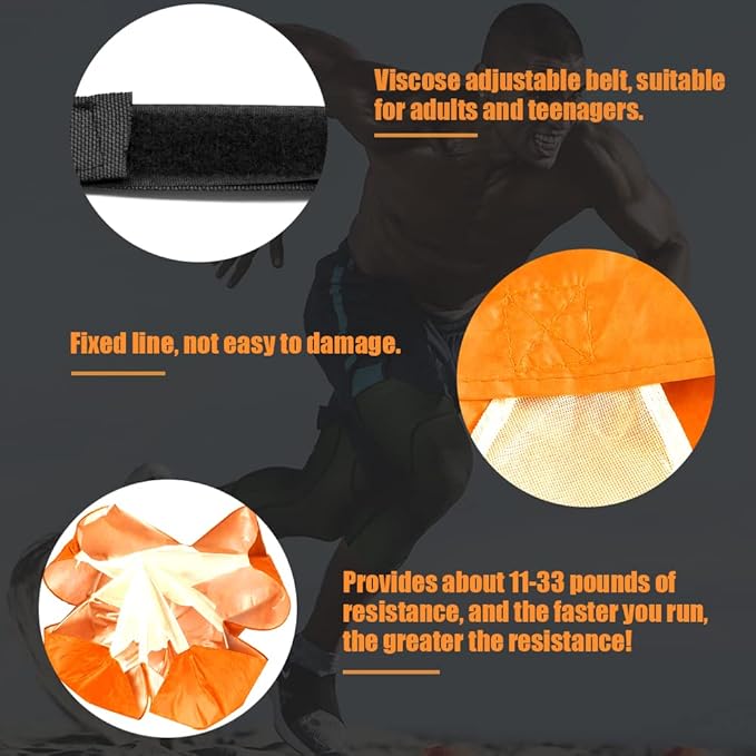 Running Speed Training, 56 inch Speed Drills Resistance Parachute Running Sprint Chute Soccer Football Sport Speed Training-StrideForce Fitness