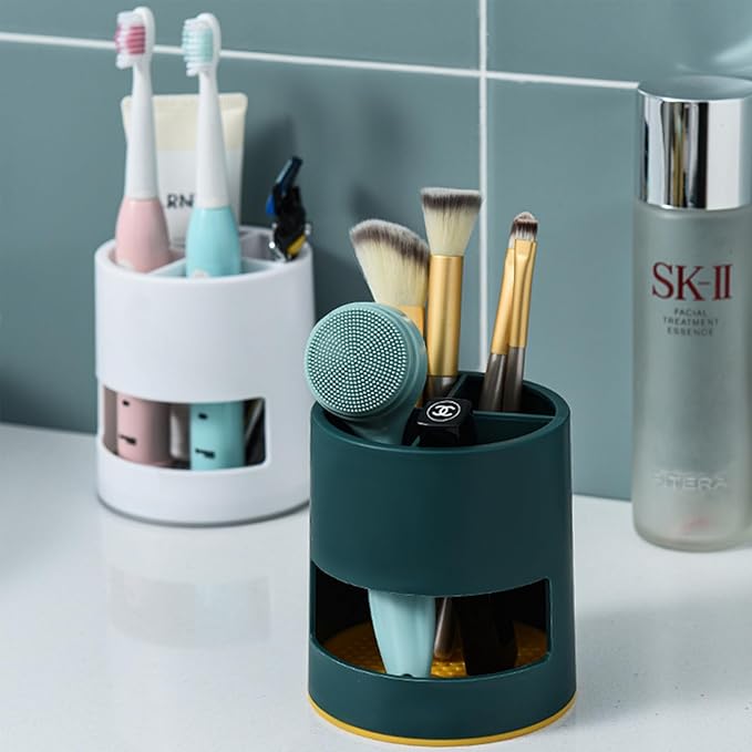 Toothbrush Holder,Toothbrush Holders for Bathrooms, Kids Toothbrush Holder Drainage, 4 Slot Toothbrush and Toothpaste Holder Storage Caddy, Toothpaste Organizer for Shower, Countertop, Vanity,Green