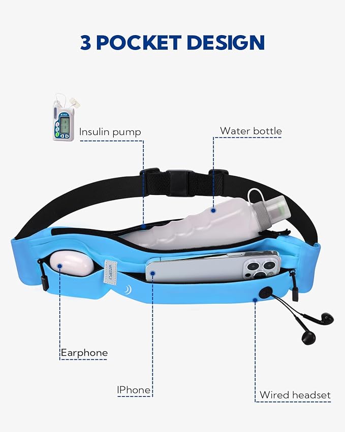 WATERFLY Running Belt Fanny Pack: Runner Marathon Jogging Waist Pack Sport Workout Exercise Fitness Phone Holder Belt for Men Women Jogger Slim Waistband-StrideForce Fitness