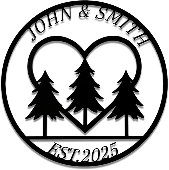Custom Metal Sign with Pine Trees | Personalized Couple Love Metal Signs | Wedding Gift | Indoor Decor Gift for Women, Men, Wife, Parents, Couple-StrideForce Fitness