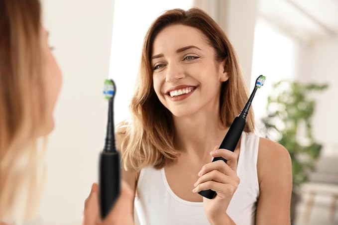 Replacement Toothbrush Heads Compatible with Philips Sonicare ProtectiveClean 4100 5100 5300 6100 Electric Toothbrushes, W Replacement Head for Sonicare, Black/White, 8 Count