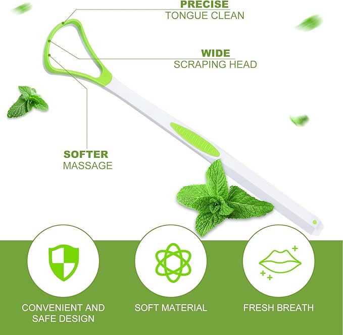 Yerliker 10 Pcs Tongue Scraper Cleaner, Tongue Scrapers for Adults, Portable Oral Brush Oral Healthy Care Tools, Fight Bad Breath