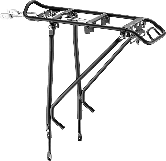 Ibera Bike Rack - Bicycle Touring Carrier Plus+ for Disc Brake/Non-Disc Brake Mount, Fat Tire Bikes, Frame-Mounted for Heavier Top & Side Loads, Height Adjustable for 26"-29" Frames-StrideForce Fitness