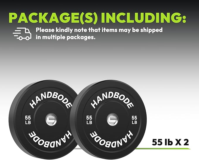 Colored Bumper Weight Plates Olympic Weight Plate Set 2-Inch, 10/15/20/25/35/45/55 lb Barbell Weight Plates Set for Home Gym, Rubber Strength Training Weights Plates for Weight Lifting-StrideForce Fitness