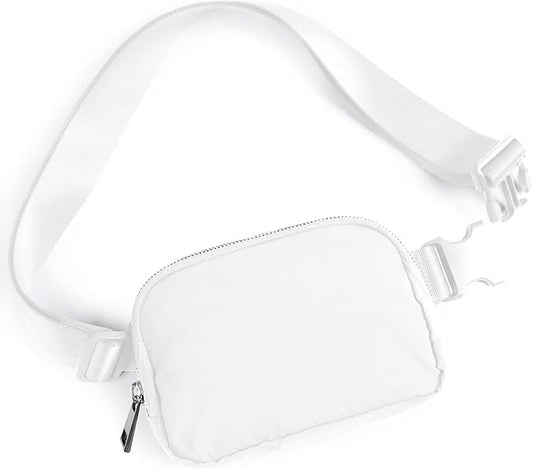 ODODOS Unisex Mini Belt Bag with Adjustable Strap Small Fanny Pack for Workout Running Traveling Hiking, White-StrideForce Fitness