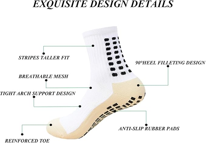 Men's Soccer Non Skid Ball Socks Anti Slip Grip Non Slip Socks, Shin Guard Sleeves, With Or Without Guard Straps for Football-StrideForce Fitness