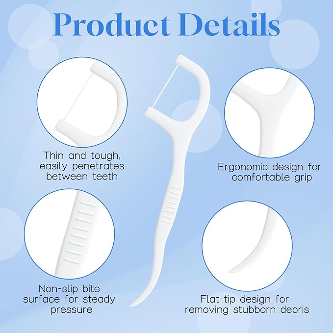 Individually Wrapped Dental Floss Picks Bulk Disposable Flossing Sticks Teeth Cleaning and Oral Care Travel Size Dental Tooth Floss Pack for Hotels, Weddings, Guests & Business Single Use (1000 Pack)