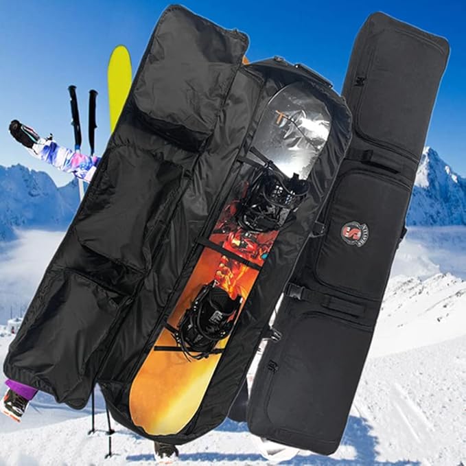 UNISTRENGH Padded Snowboard Bag With Wheels - Travel Bag for Single Snowboard and Snowboard Boots,Helmet,Clothes-StrideForce Fitness