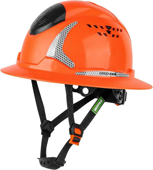 GREEN DEVIL Matrix Full Brim Hard Hat with Headlight Vented Construction Safety Helmet OSHA Approved Cascos De Construccion Work Hardhat for Men&Women-StrideForce Fitness