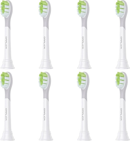 Japanese Brand Whitening Replacement Toothbrush Heads, Compatible with Philips Sonicare Click-on Handles, 8 Pack, Medium, with Tongue Cleaner (CA668, White)