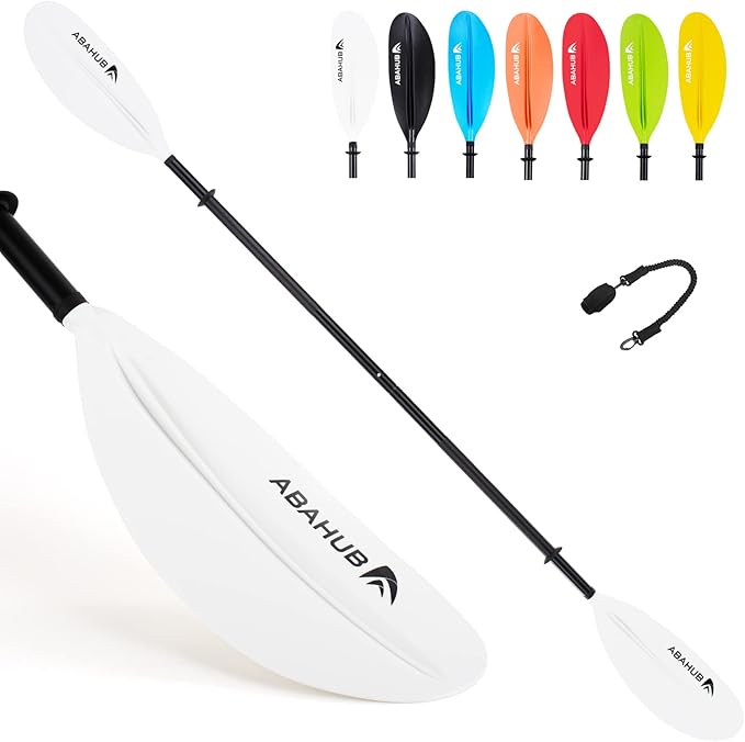 Abahub Kayak Paddle, 90.5 Inches Kayaking Oars for Boating, Canoeing with Free Paddle Leash, Aluminum Alloy Shaft Black/Blue/Green/Orange/Yellow Plastic Blades-StrideForce Fitness