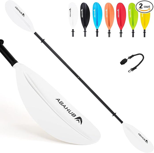 Abahub Kayak Paddle, 90.5 Inches Kayaking Oars for Boating, Canoeing with Free Paddle Leash, Aluminum Alloy Shaft Black/Blue/Green/Orange/Yellow Plastic Blades-StrideForce Fitness