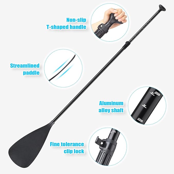 2 Set of 3 Pieces Sup Paddle Board Paddle Kayak Adjustable Stand up Oar Aluminum Alloy Lightweight Replacement Paddleboard Detachable Aluminum Alloy Shaft for Surfing Fishing-StrideForce Fitness