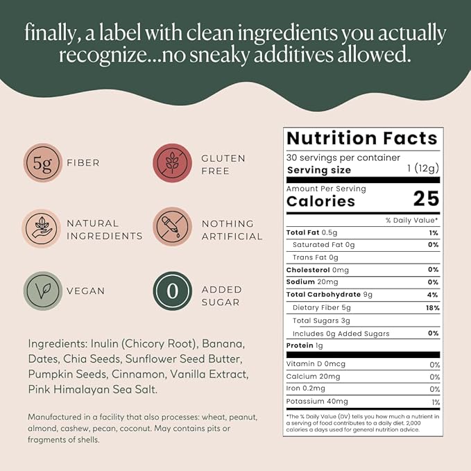 Fiber Supplement - 5g Daily Fiber Bite - Supports Regularity, Digestion and Gut Health - All Natural Ingredients, Banana Cinnamon Flavor, 30 Servings-StrideForce Fitness