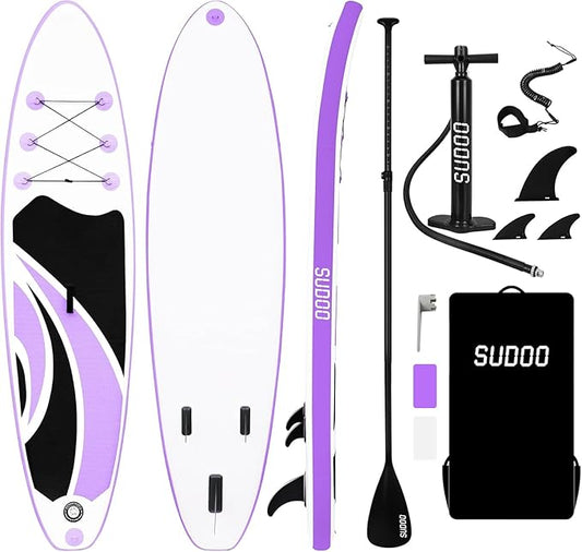 Inflatable Stand Up Paddle Board 10‘x30‘‘- Ultra-Light SUP with Backpack, Pump, Paddle, Coil Leash, 3 Fins, Repair Kit, Stable Design, Non-Slip EVA Deck for Adults & Youth-StrideForce Fitness
