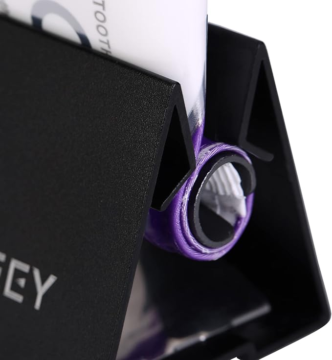 XYKEEY Toothpaste Tube Squeezer - Set of 2 Toothpaste Squeezer Rollers, Metal Toothpaste Tube Wringer Seat Holder Stand (Black)