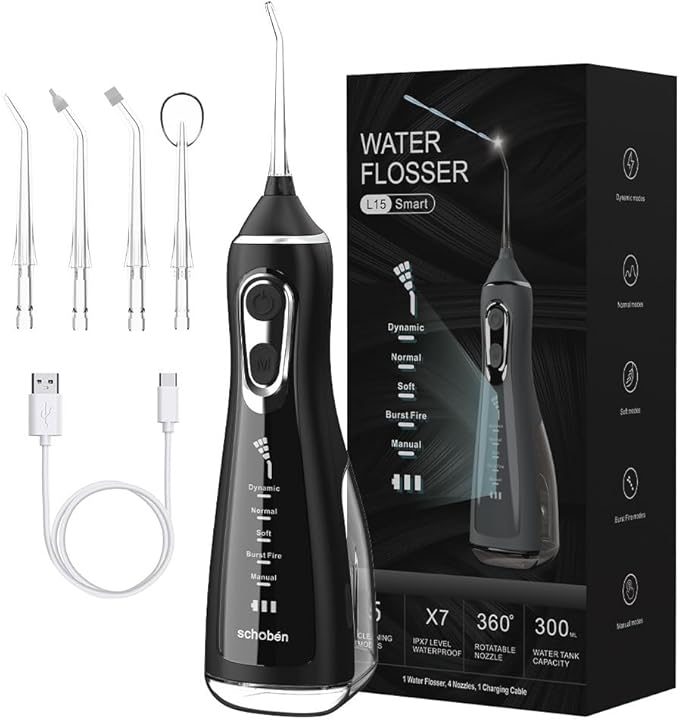 Electric Water Flosser Water Flosser Portable Dental Flosser Oral Cleaning (L15 Black)