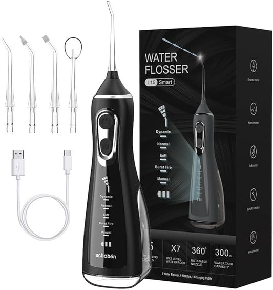 Electric Water Flosser Water Flosser Portable Dental Flosser Oral Cleaning (L15 Black)