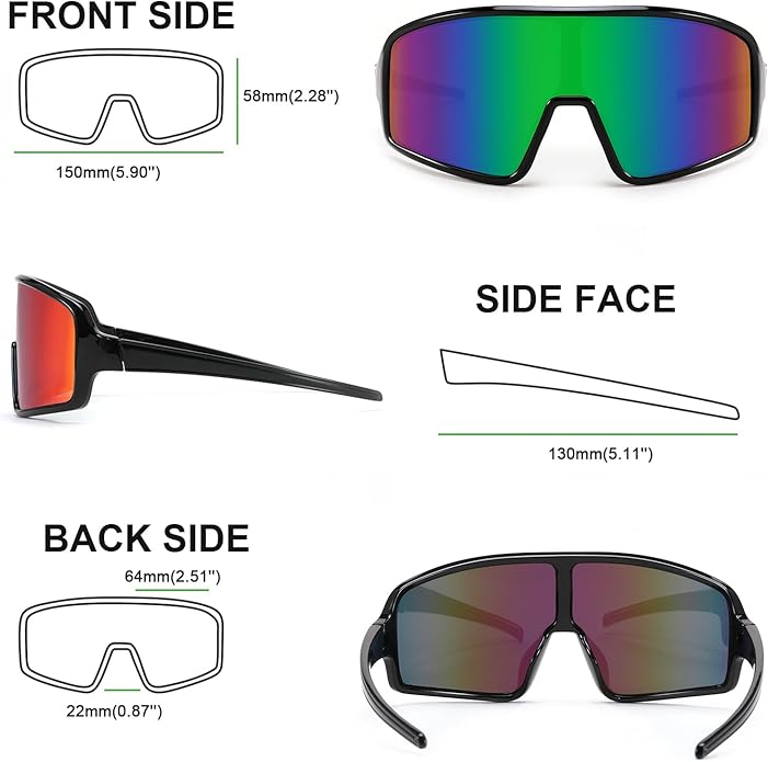 Karsaer Vision Sports Sunglasses Cycling Glasses Baseball Softball Sunglasses Unisex for Adult Youth Kids Boys Girls 8-16-StrideForce Fitness