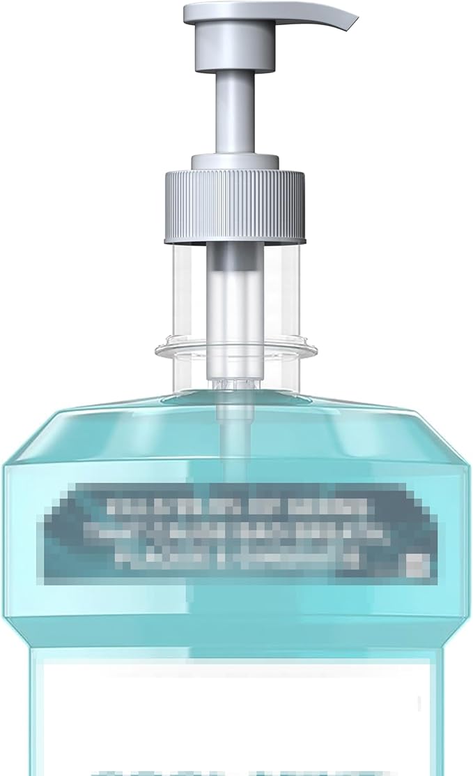 Compatible with Listerine Mouthwash Pump Dispenser for 1 and 1.5 Liter Bottles by kitchentoolz - Easy Dispensing and Mess Free - White Pump - 4 Pack