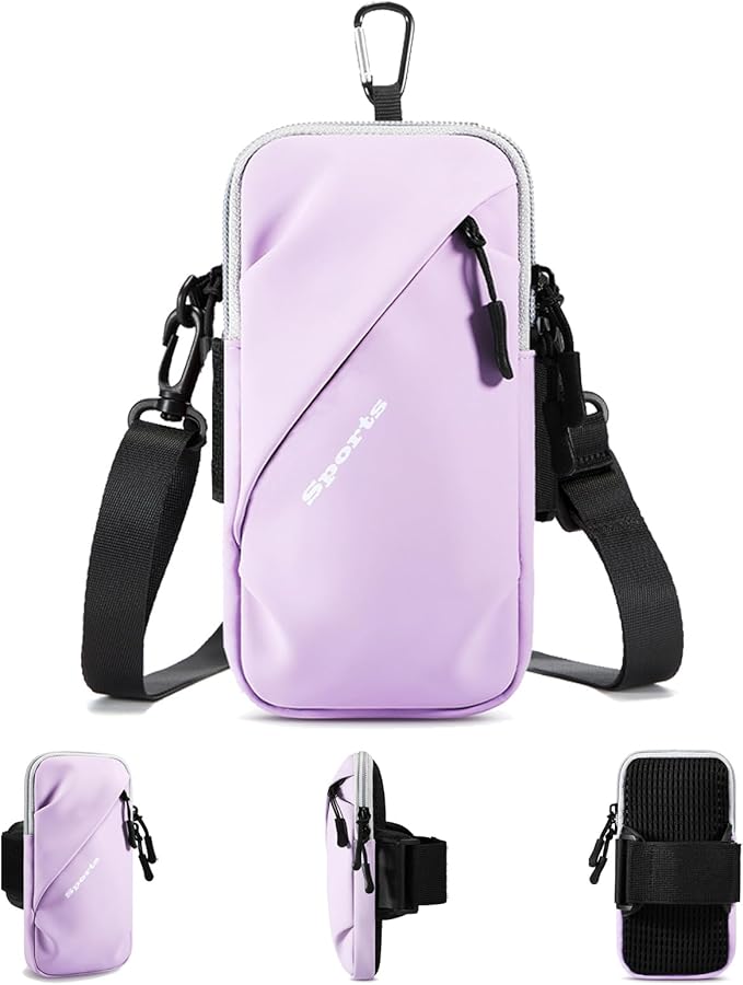 Cell Phone Holder for Walking, Running, Arm Band for Phone, Cell Phone Purse, Cross Body Phone Bag, Phone Holster, Cell Phone Carrier for Men Women, Phone Pouch (Purple)-StrideForce Fitness