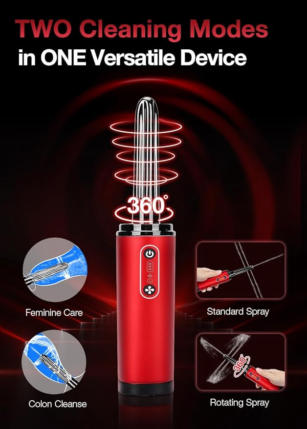 TRAMAN-Enema-Anal-Douche, Enemas-Douches for Men & Women Colon Cleanse, Shower Enema Bulb-Bottles Kit, Electric Rotating Nozzle, Pressure Spray, Two Douching Modes, External Water Supply-StrideForce Fitness