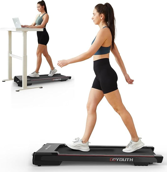 GOYOUTH Walking Pad Treadmill, Under Desk Treadmill for Home Office, Wide Belt Compact Treadmills 300 lbs Capacity, 2.25HP Shock-Absorbing Walking Jogging Running Machine Remote Included-StrideForce Fitness