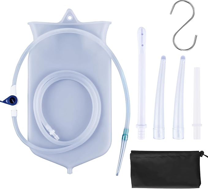 Silicone Enema Bag Kit - 2 Quart Capacity, 5 Multi-Size Reusable, Controlled Water Flow for Colon Detox Cleanse Enemas-StrideForce Fitness