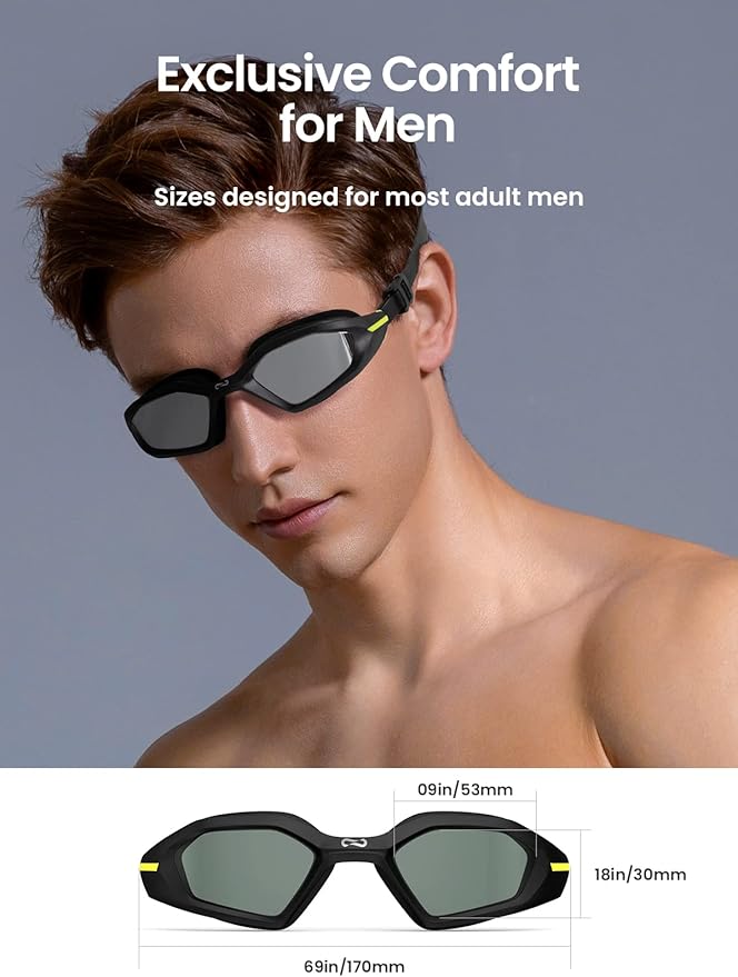 COPOZZ Men's Swim Goggles, Swimming Goggles Anti-fog No Leaking UV Protection for Adult men-StrideForce Fitness