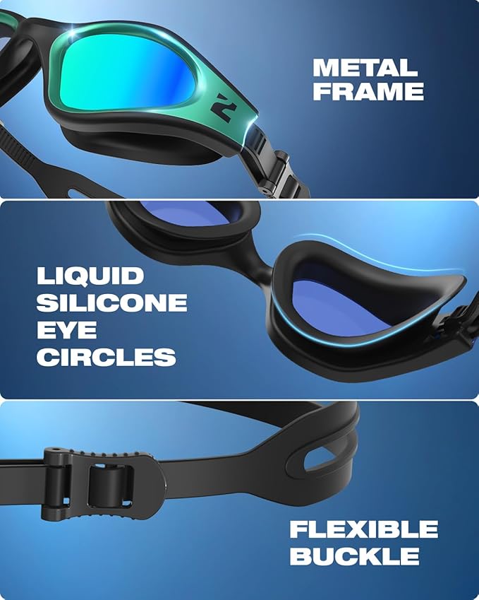 ZIONOR G1 Nava Super Anti-Fog Unisex Swim Goggles Mirror/Bright Smoke Lens-StrideForce Fitness