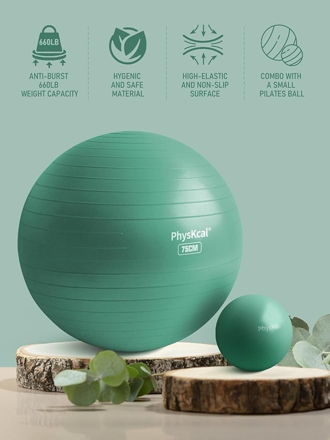 Yoga Ball for Exercise, Pilates Set, 4 Sizes Fitness Ball for Workout, Birthing, Pregnancy, Physical Therapy- Pump Included-StrideForce Fitness