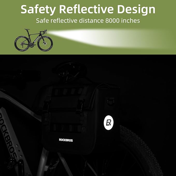 ROCKBROS Bike Panniers 15L Capacity Waterproof Bike Rack Bag Bicycle Panniers for Cycling Commuting Bikepacking Green 2PCS-StrideForce Fitness