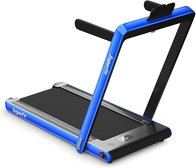 GYMAX Walking Pad, 2.25HP Dual Display Foldable Treadmill for Home with Remote/Smart App Control, Portable Compact Treadmill for Office Under Desk, Folding Running Machine for Small Spaces-StrideForce Fitness